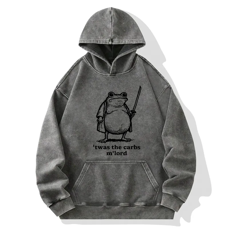 Tokyo-Tiger Funny Fat Samurai Frog Washed Hoodie