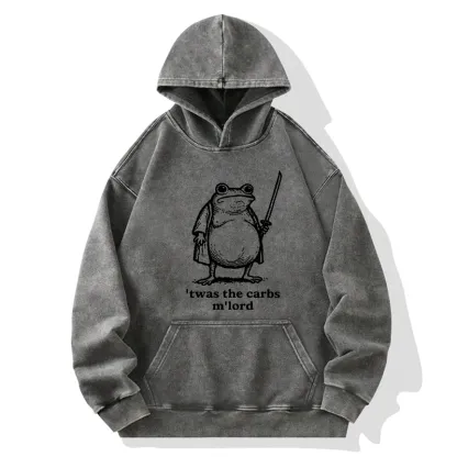 Tokyo-Tiger Funny Fat Samurai Frog Washed Hoodie