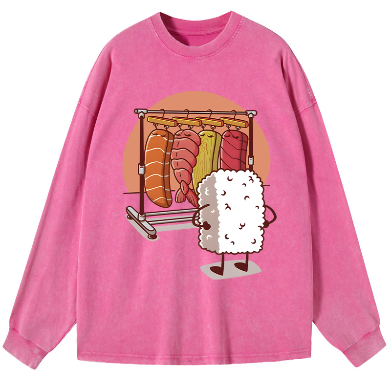 Tokyo-Tiger Which One Should I Wear Today Washed Long Sleeve T-Shirt