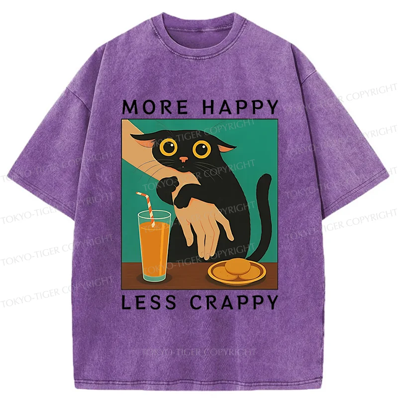 Tokyo-Tiger Cat Hugging Person Washed T-Shirt