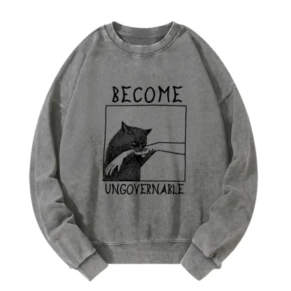 Tokyo-Tiger Cat Biting Arm Washed Sweatshirt