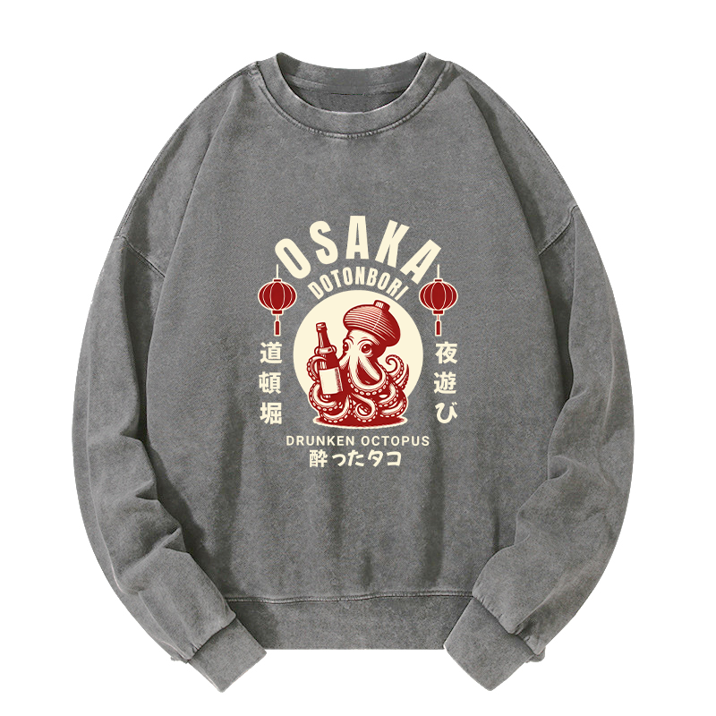 Tokyo-Tiger Retro Osaka Octopus Washed Sweatshirt