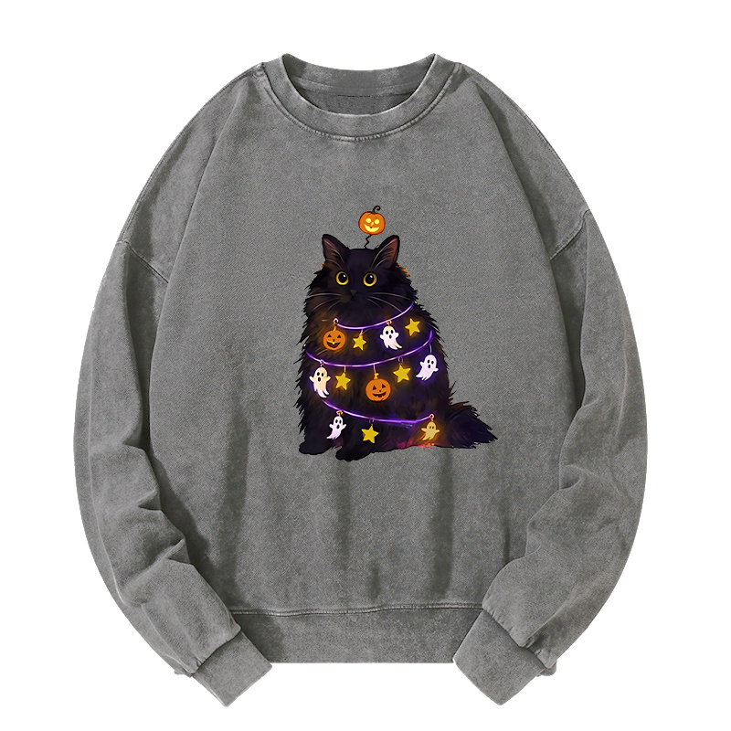 Tokyo-Tiger Halloween Cat Washed Sweatshirt