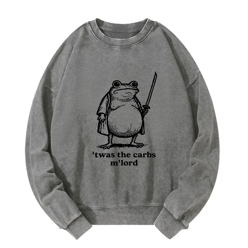 Tokyo-Tiger Funny Fat Samurai Frog Washed Sweatshirt
