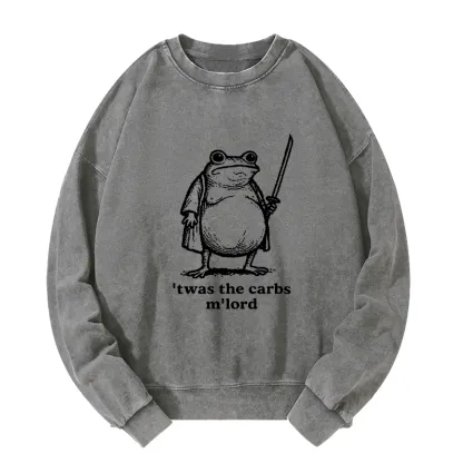 Tokyo-Tiger Funny Fat Samurai Frog Washed Sweatshirt