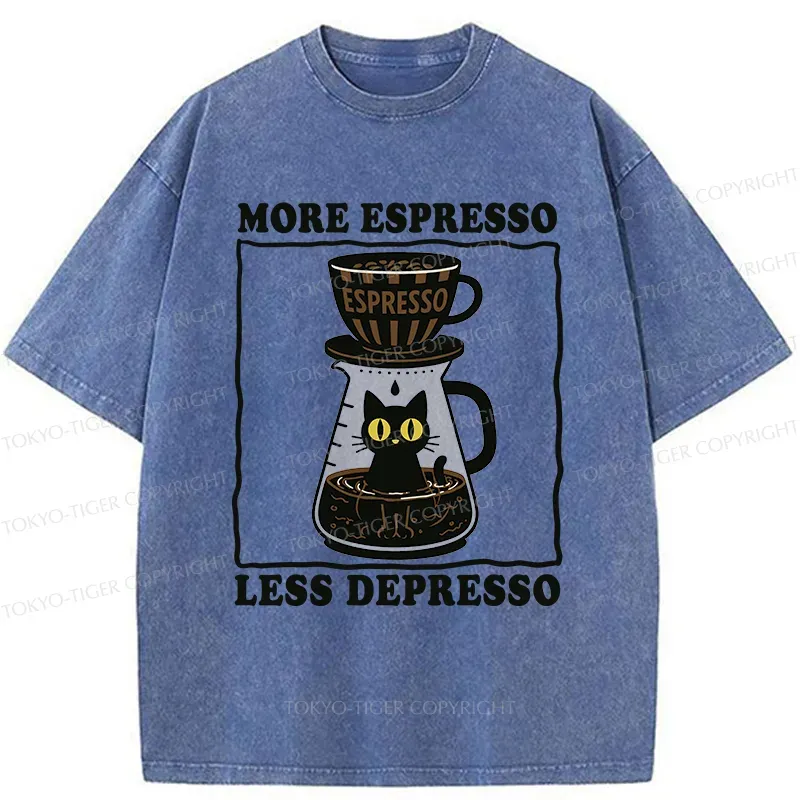 Tokyo-Tiger Cats And Coffee Washed T-Shirt