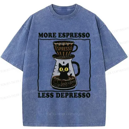 Tokyo-Tiger Cats And Coffee Washed T-Shirt