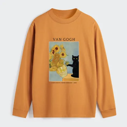Tokyo-Tiger Black Cat With Sunflowers Classic Long Sleeve T-Shirt