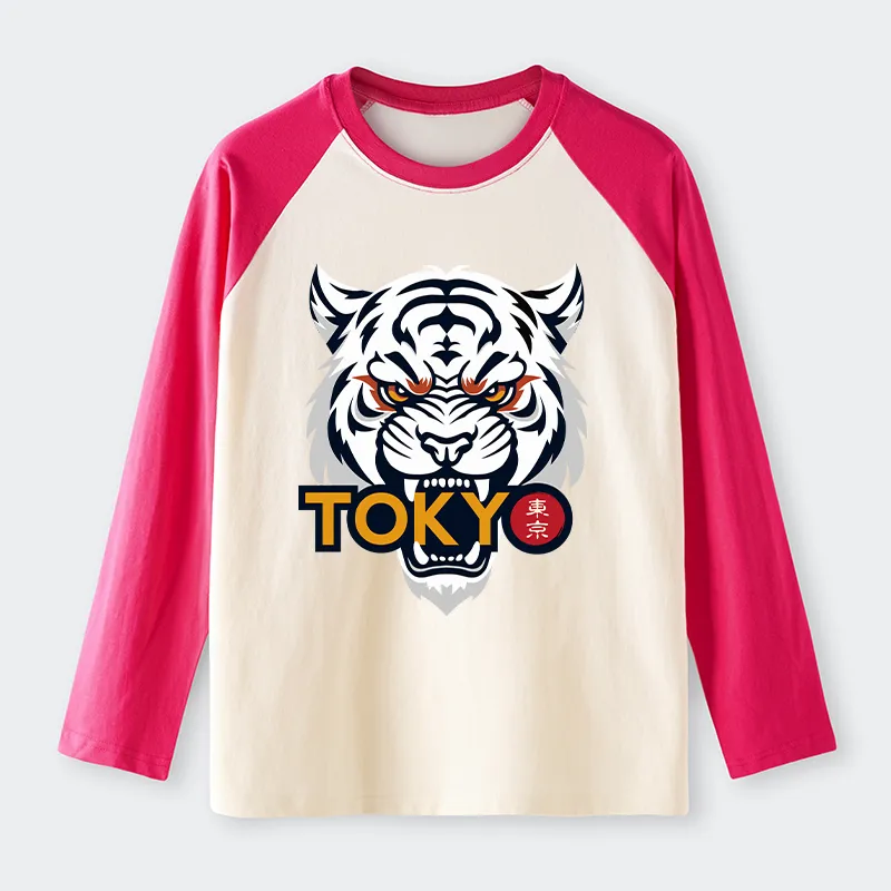Tokyo-Tiger Logo Raglan long sleeve T-shirt