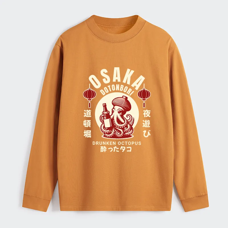 Tokyo-Tiger Retro Osaka Octopus Long Sleeve T-Shirt