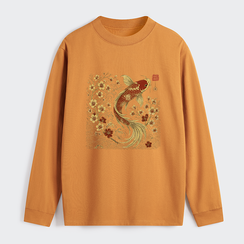 Tokyo-Tiger Vintage Sakura And Koi Classic Long Sleeve T-Shirt