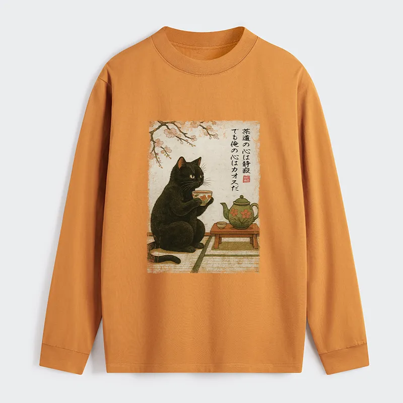 Tokyo-Tiger Tea Time With A Black Classic Long Sleeve T-Shirt Sale