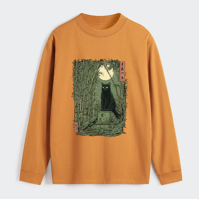 Tokyo-Tiger Black Cat In The Bamboo Forest Classic Long Sleeve T-Shirt