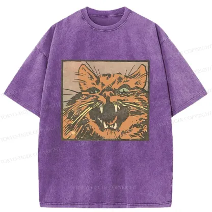 Tokyo-Tiger Roaring Cat Washed T-Shirt
