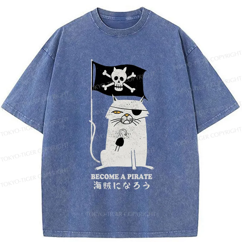 Tokyo-Tiger Pirate Cat Washed T-Shirt