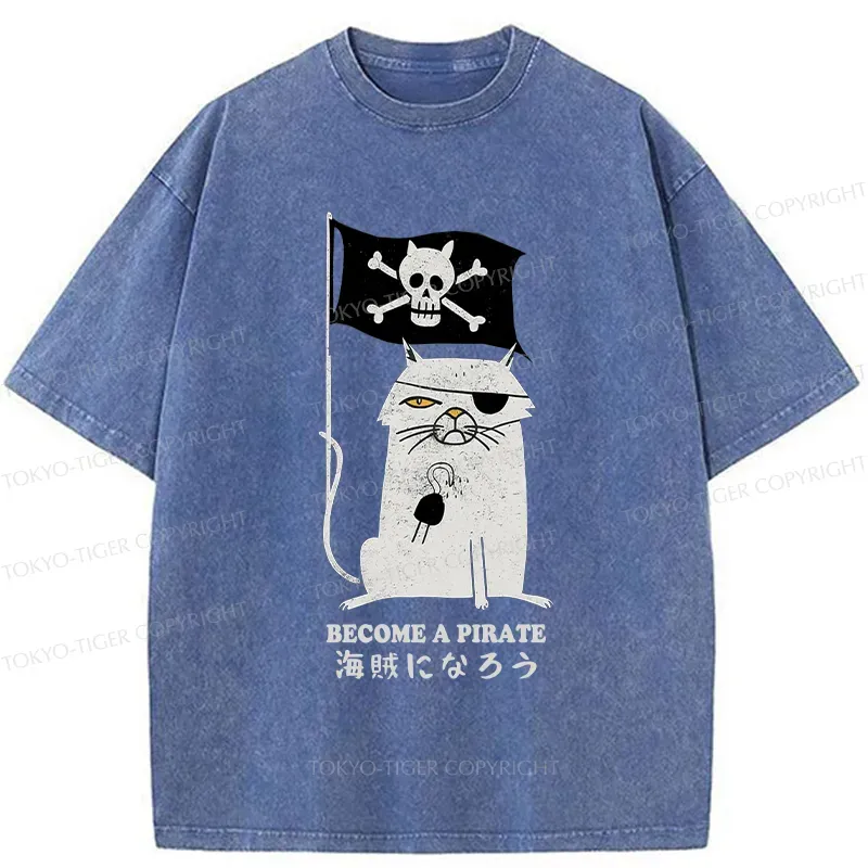 Tokyo-Tiger Pirate Cat Washed T-Shirt