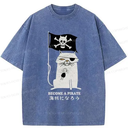 Tokyo-Tiger Pirate Cat Washed T-Shirt