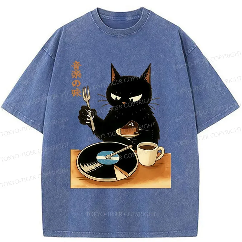 Tokyo-Tiger Cat Cutting A Record Cake Washed T-Shirt