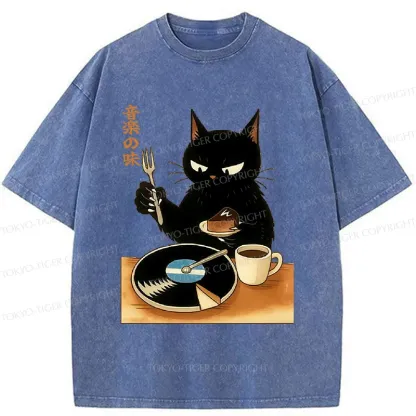 Tokyo-Tiger Cat Cutting A Record Cake Washed T-Shirt