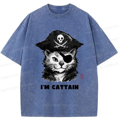 Tokyo-Tiger Pirate Cat Japan Washed T-Shirt