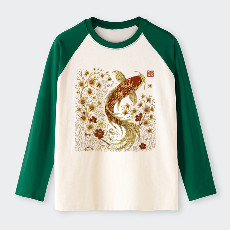 Tokyo-Tiger Vintage Sakura And Koi long sleeve T-shirt