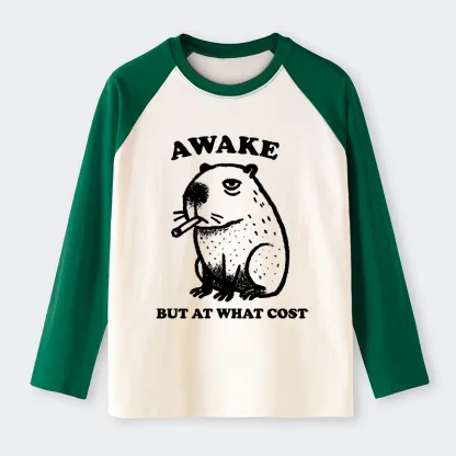 Tokyo-Tiger Smoking Capybara Raglan Long Sleeve T-shirt