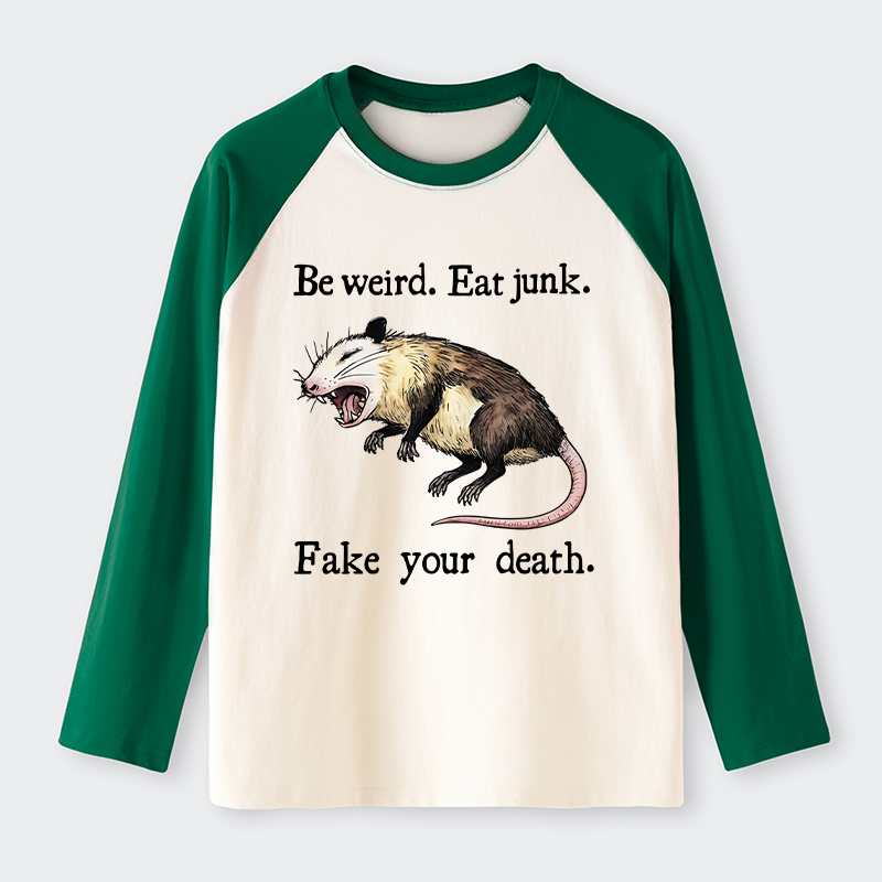 Tokyo-Tiger Possum Playing Dead Raglan Long Sleeve T-shirt