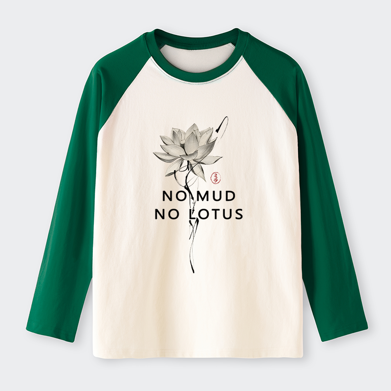 Tokyo-Tiger Japanese Zen Lotus Raglan Long Sleeve T-shirt