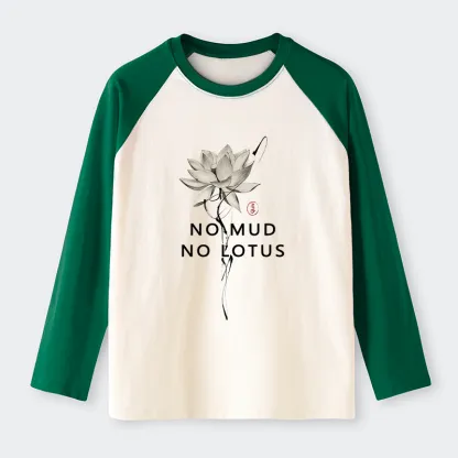 Tokyo-Tiger Japanese Zen Lotus Raglan Long Sleeve T-shirt