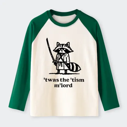 Tokyo-Tiger Focused Samurai Raccoon   Raglan Long Sleeve T-shirt