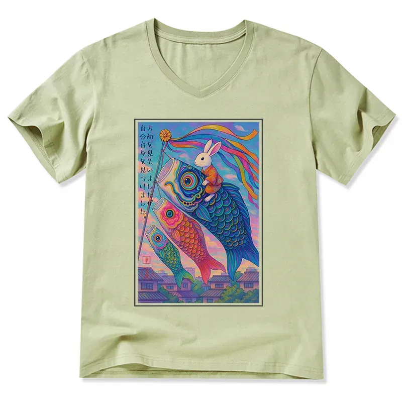 Tokyo-Tiger Ukiyoe Rabbit Ride Carp streamer Poster V-Neck Classic T-Shirt