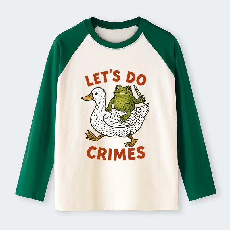 Tokyo-Tiger Frog Ready To Commit Crime Raglan Long Sleeve T-shirt