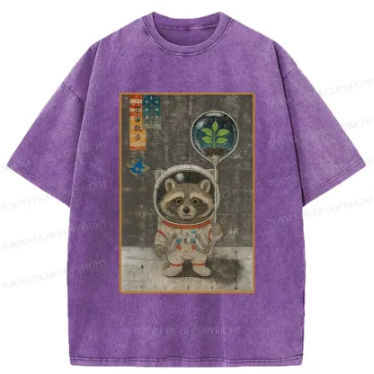 Tokyo-Tiger Astronaut Raccoon Washed T-Shirt