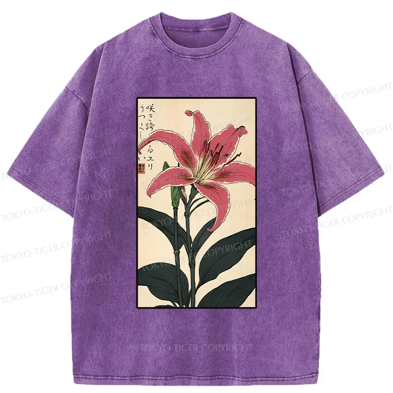Tokyo-Tiger Retro Lily Washed T-Shirt