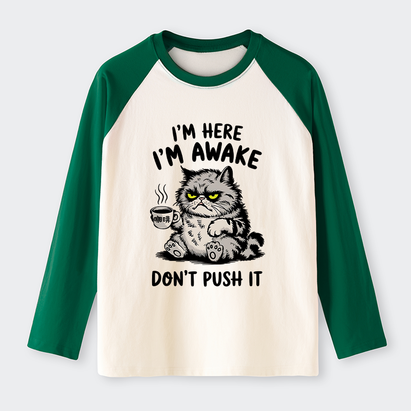Tokyo-Tiger Tired Cat Raglan Long Sleeve T-shirt