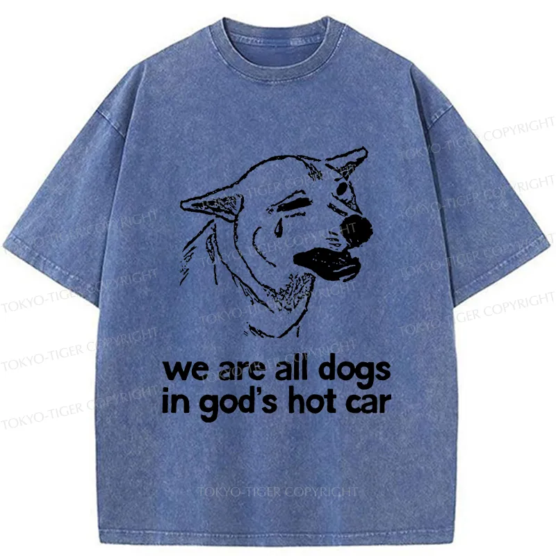 Tokyo-Tiger Sad Dog Funny Washed T-Shirt