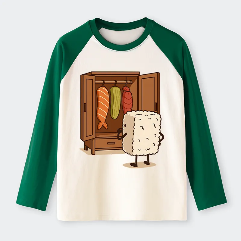 Tokyo-Tiger Sushi Pick Out Clothes Raglan Long Sleeve T-shirt