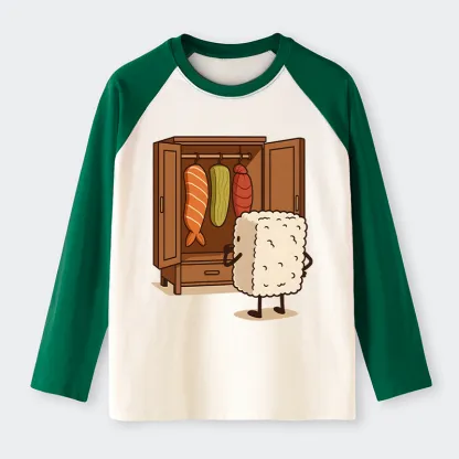 Tokyo-Tiger Sushi Pick Out Clothes Raglan Long Sleeve T-shirt