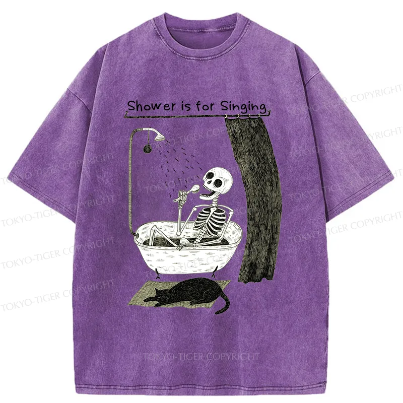 Tokyo-Tiger Singing Skeleton Washed T-Shirt