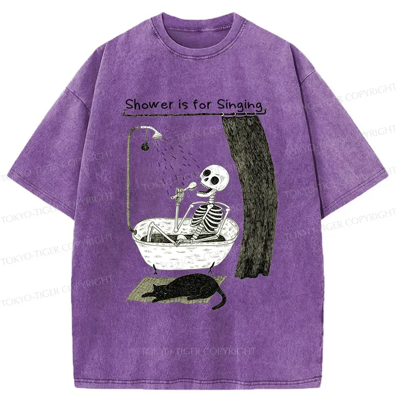Tokyo-Tiger Singing Skeleton Washed T-Shirt