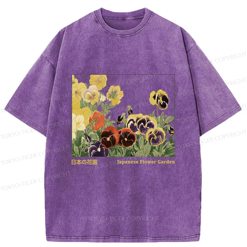 Tokyo-Tiger Beautiful Garden Washed T-Shirt
