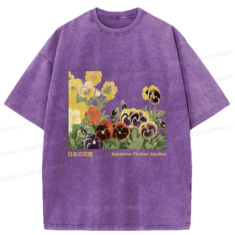 Tokyo-Tiger Beautiful Garden Washed T-Shirt