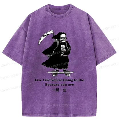 Tokyo-Tiger Death Skateboard Washed T-Shirt