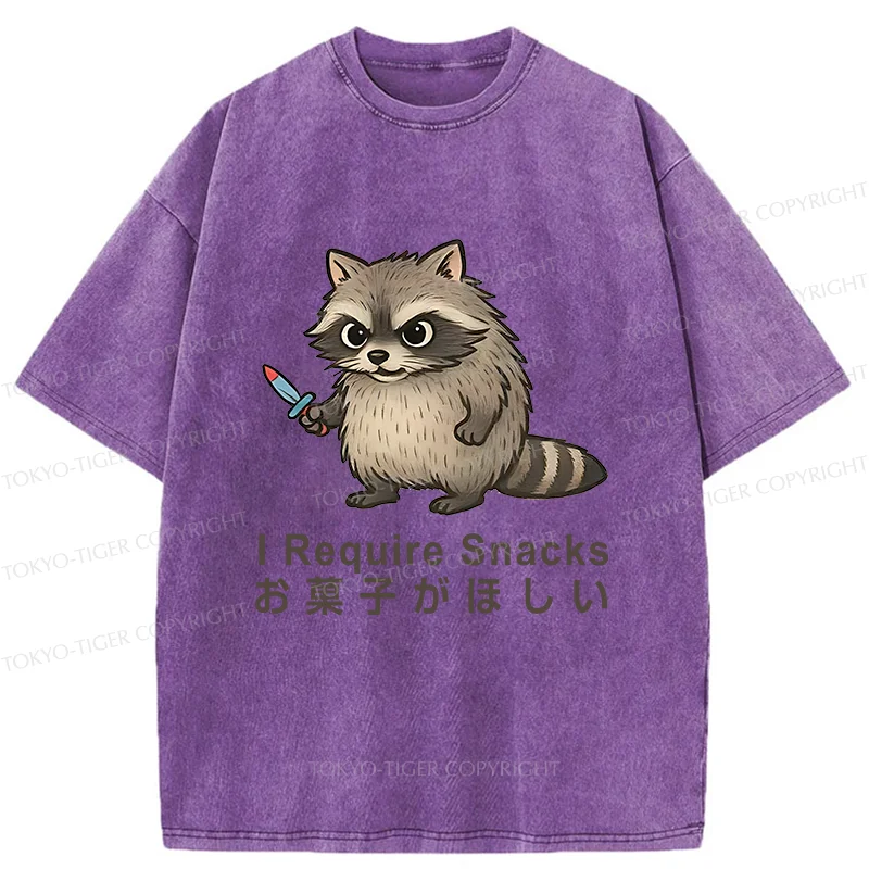 Tokyo-Tiger Raccoons Need Snacks Funny Washed T-Shirt