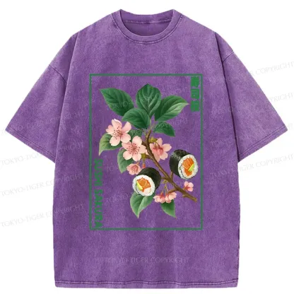 Tokyo-Tiger Sushi Sakura Tree Washed T-Shirt