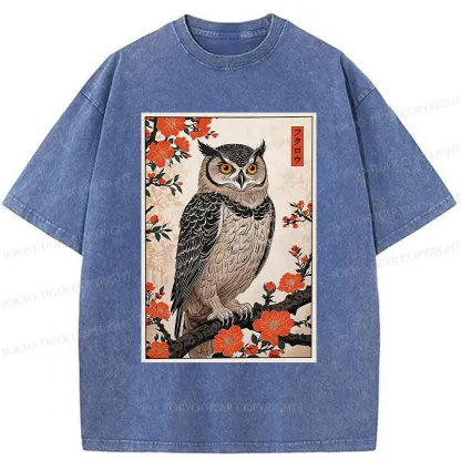 Tokyo-Tiger Vintage Japanese Owl Washed T-Shirt