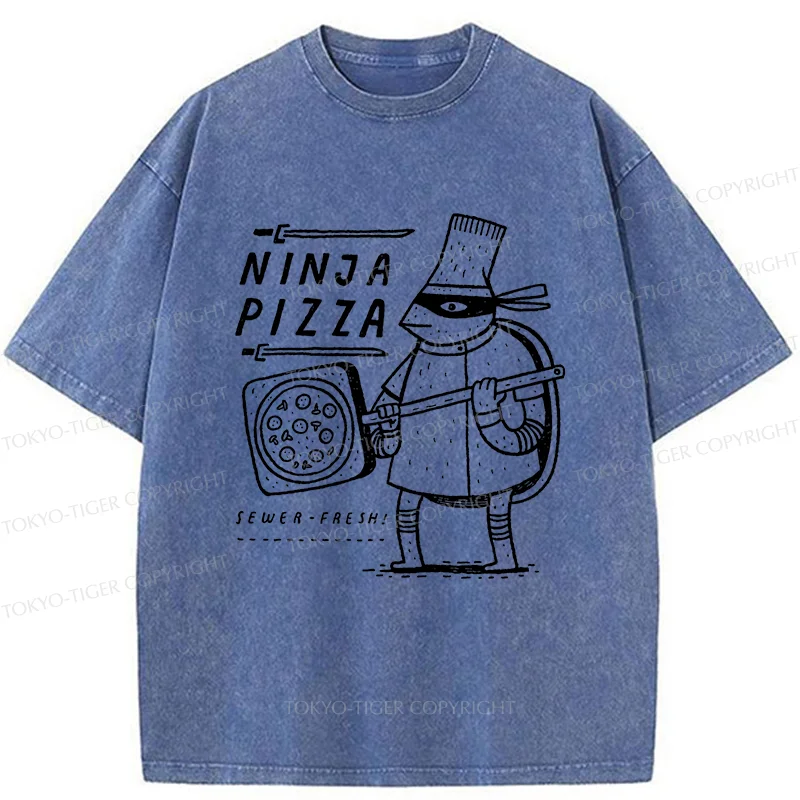 Tokyo-Tiger Turtle Pizza Washed T-Shirt