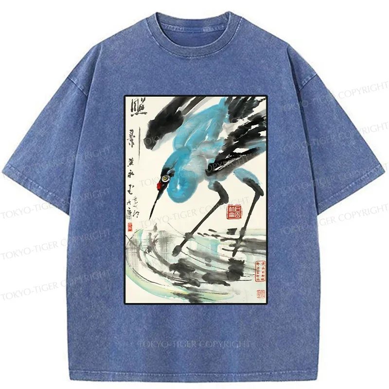 Tokyo-Tiger Crane In The Pond Washed T-Shirt