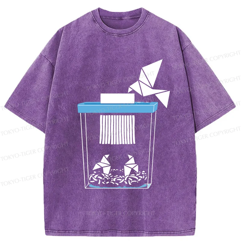 Tokyo-Tiger Funny Paper-cut Crane Washed T-Shirt