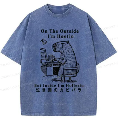 Tokyo-Tiger Capybara Screams Inside Washed T-Shirt